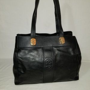MARINO ORLANDI Black Italian Leather Shoulder Tote